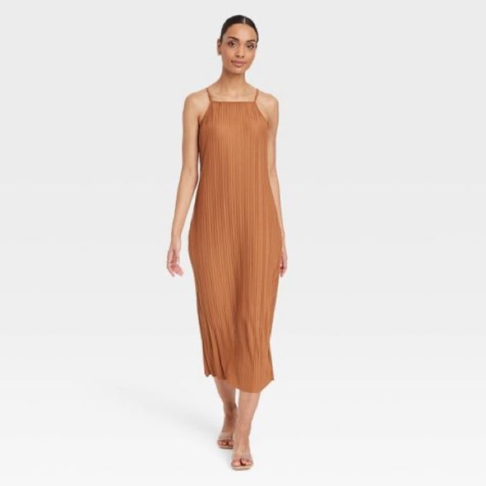 Rust Orange Midi Dress